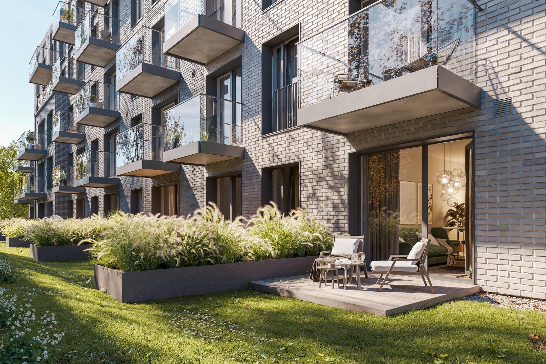 Private ground-floor patio with a terrace – rendering